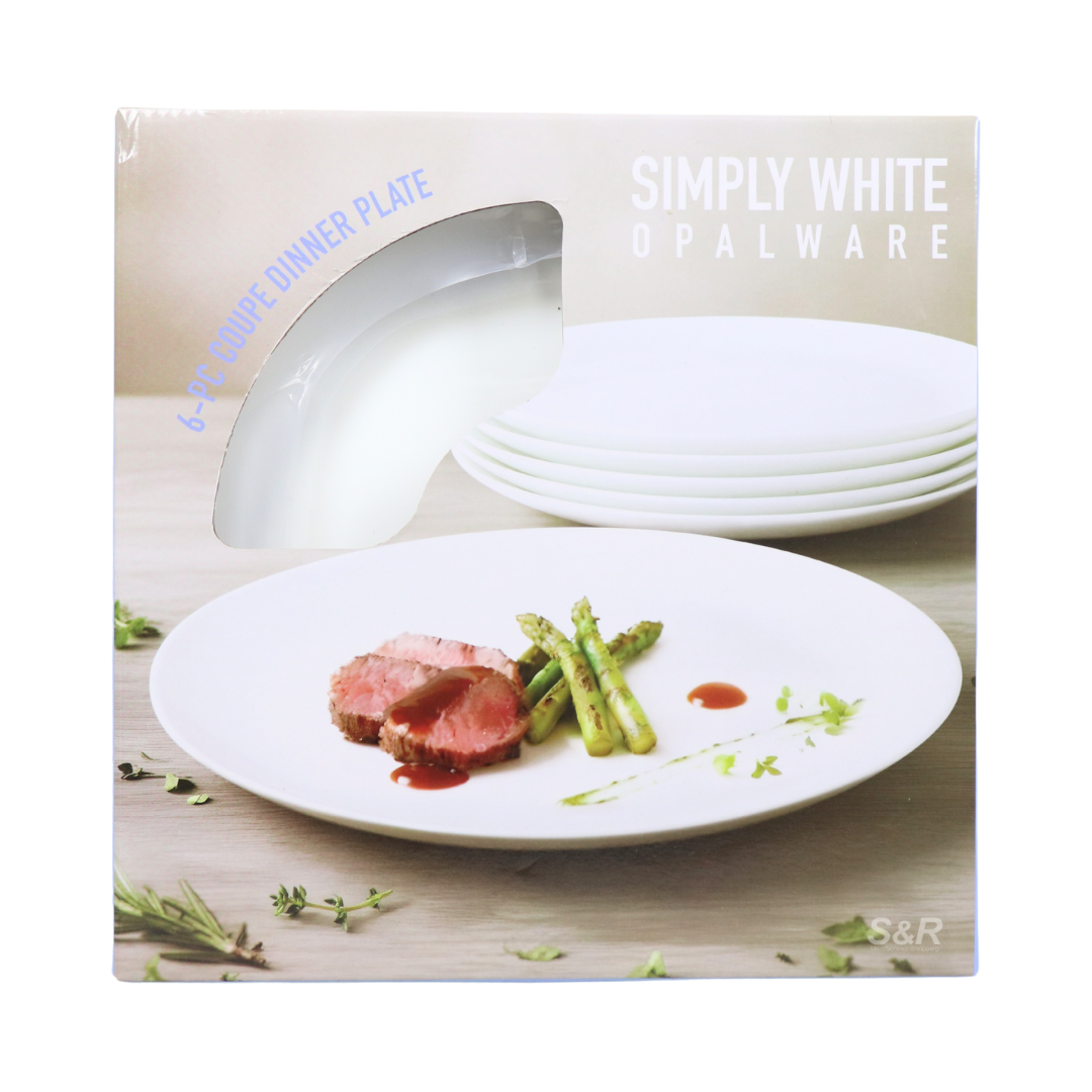 Simply White Opalware 6-piece Coupe Dinner Plate